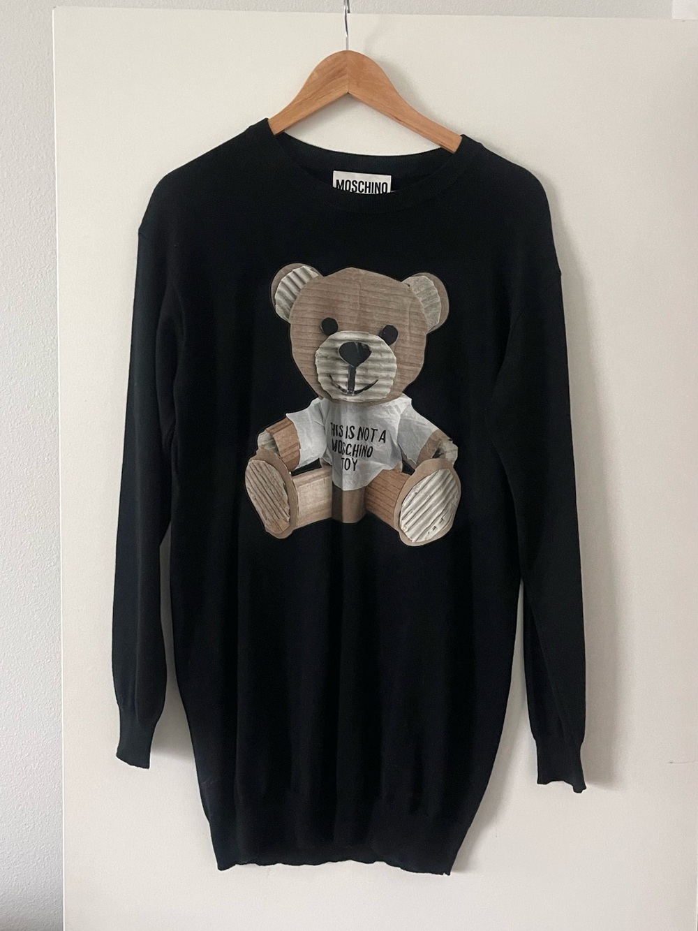 Moschino Women’s  Black Teddy-Print Sweater Dress